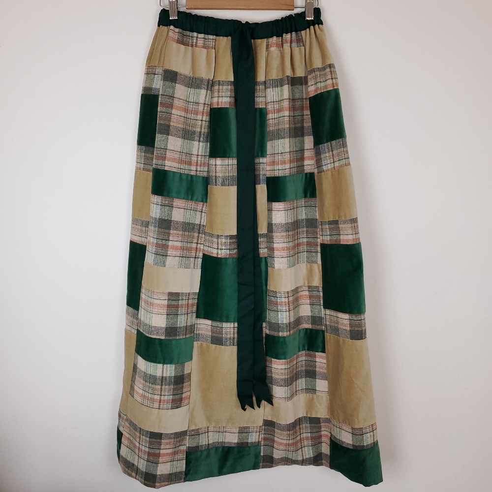 Vintage Mr. Hank Patchwork Mixed Fabric Long Skirt